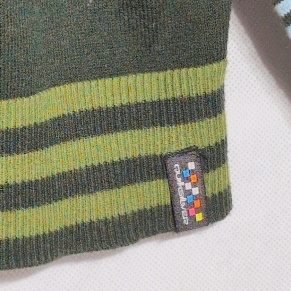 Vintage Quicksilver XL Striped Green / Blue Skateboard Sweater - Picture 2 of 8